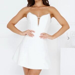 Hello Molly Strapless White Dress with Silver Trim